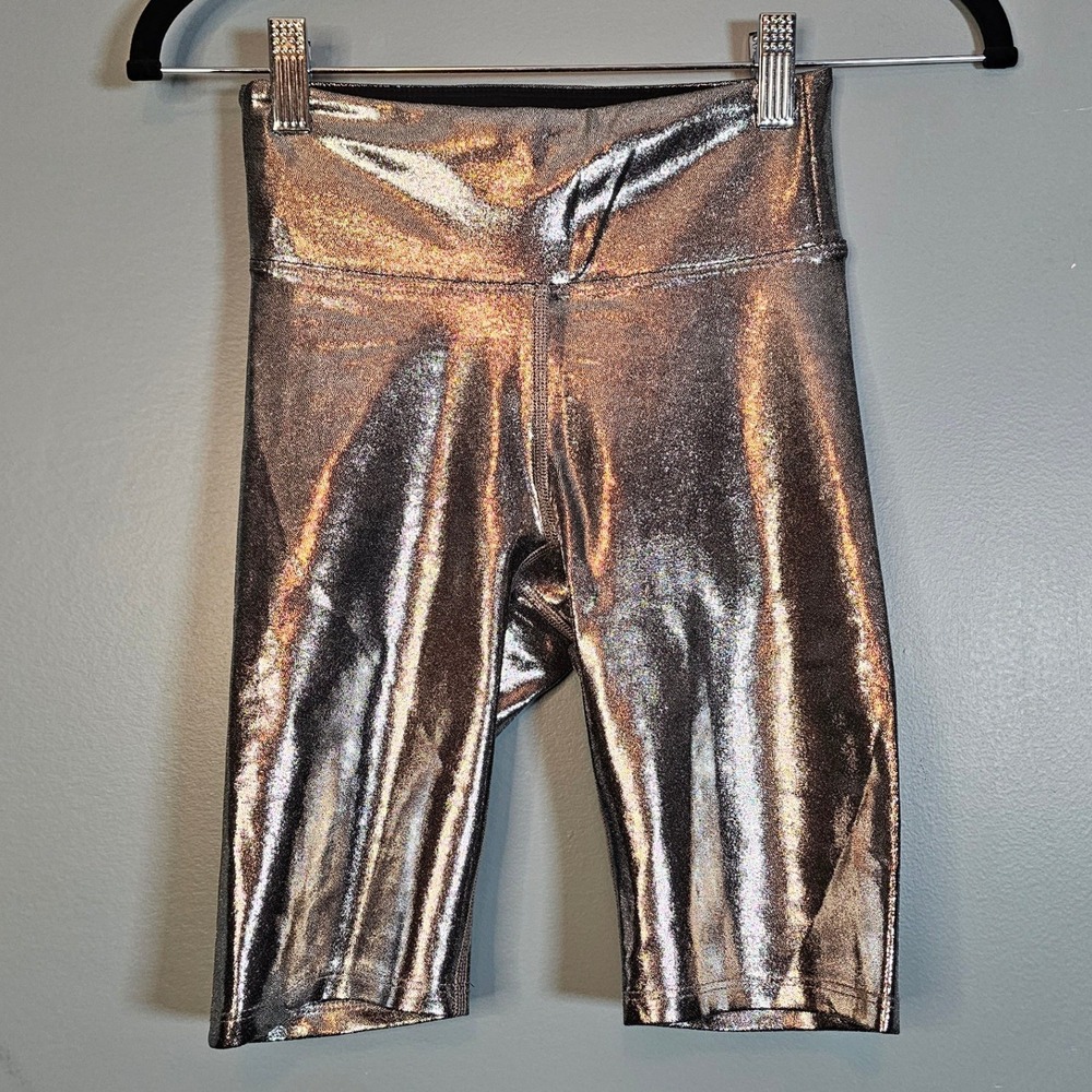 Heroine Sport Metallic Biker Shorts X Small Women's Shiny Gym Workout Athletic